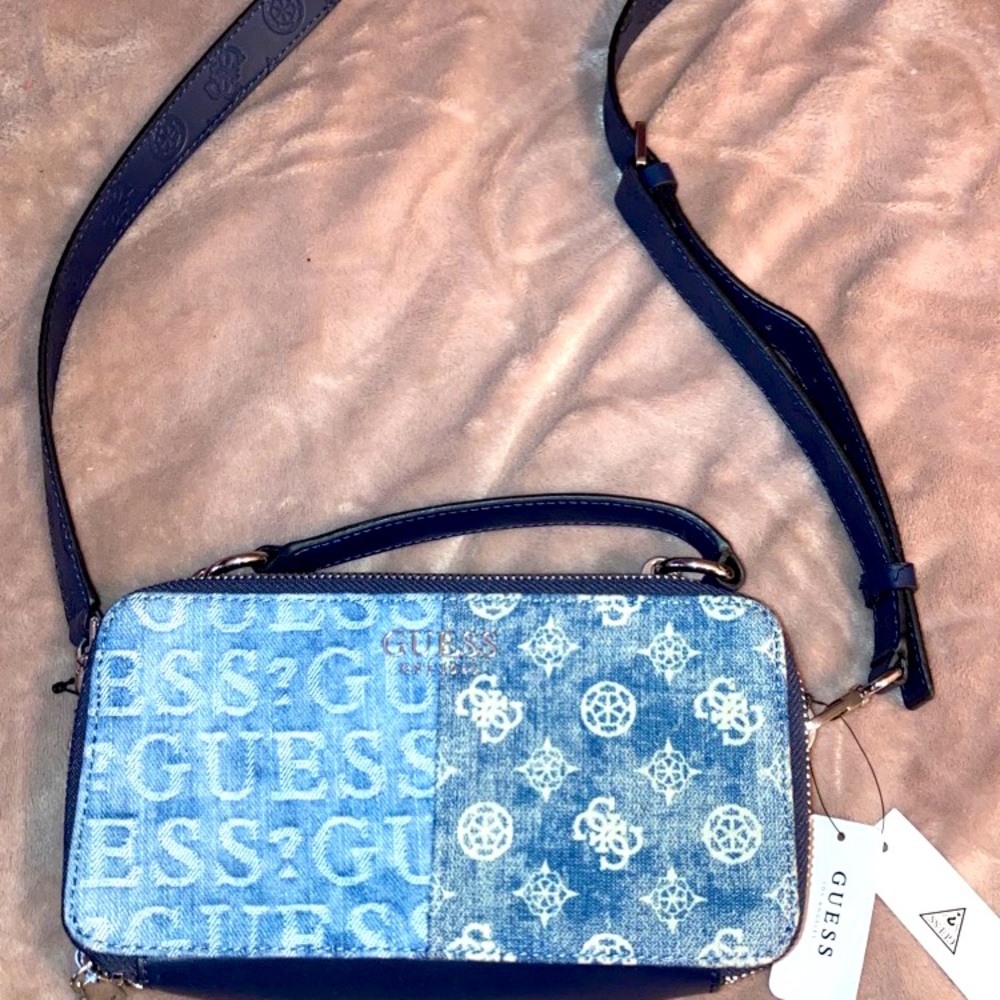 Brand new GUESS denim purse with strap